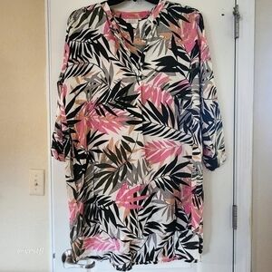 Masai palm pink black tunic dress L